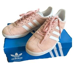 Adidas Gazelle Women's Size 8.5 light Pink/White Suede Sneaker Shoes BA9600